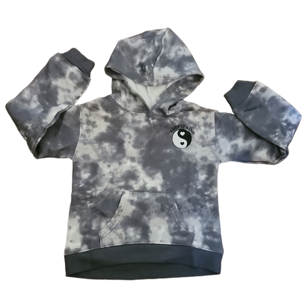 Girl's Graphic Yin Yang Black and White Dye Fleece Hoodie, Size 6X